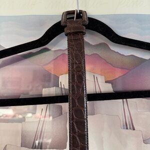 Brown Crocodile Pattern Italian Leather Belt